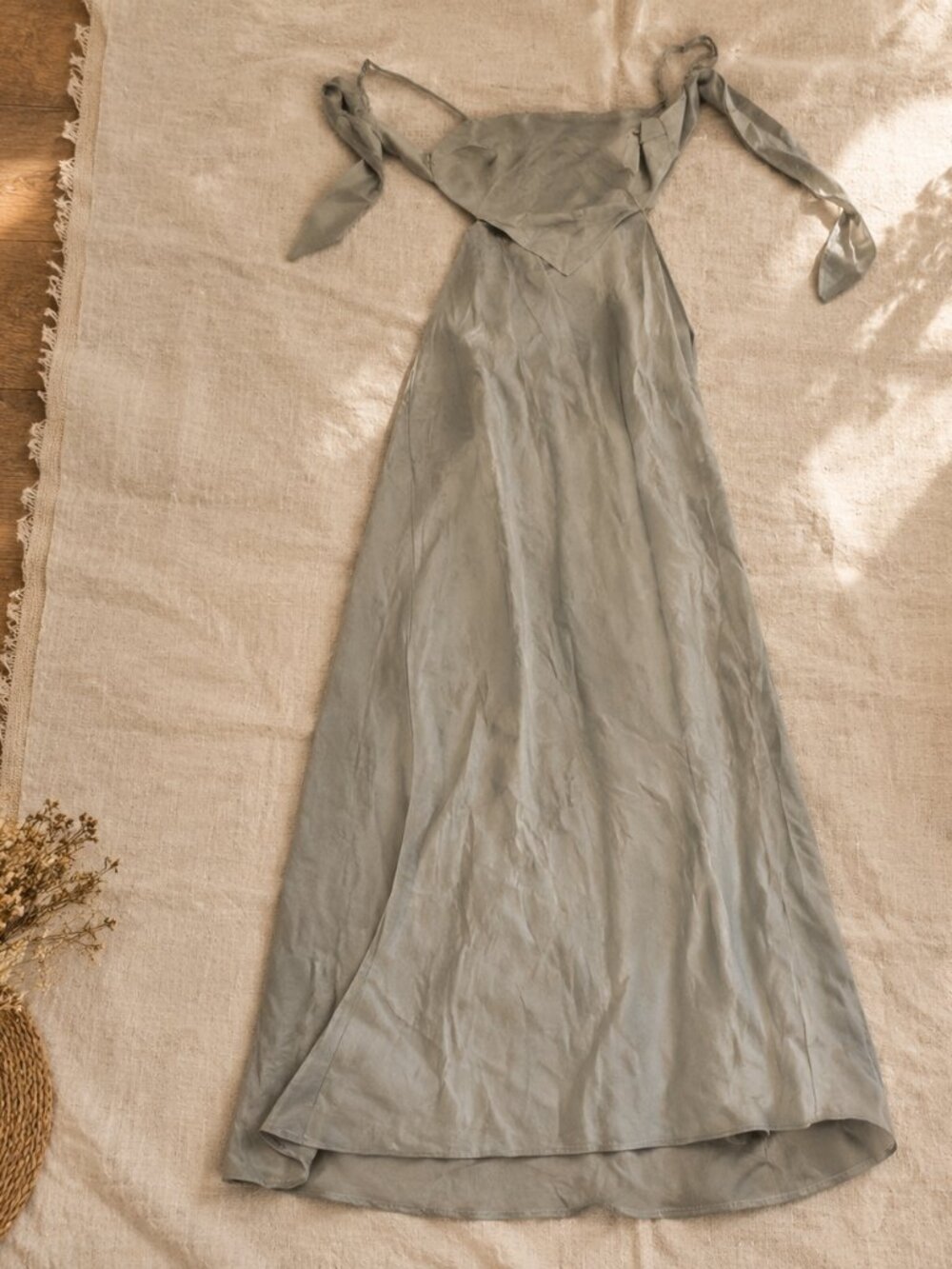 Zara Silk Satin Open Side/Back Tie Dress — Size Small